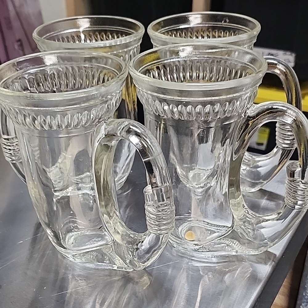 Elegant Clear Glass Mug Set, WMF Vintage